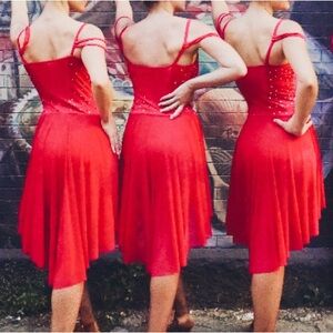 Elegant Red Women's Skirt salsa/latin dance